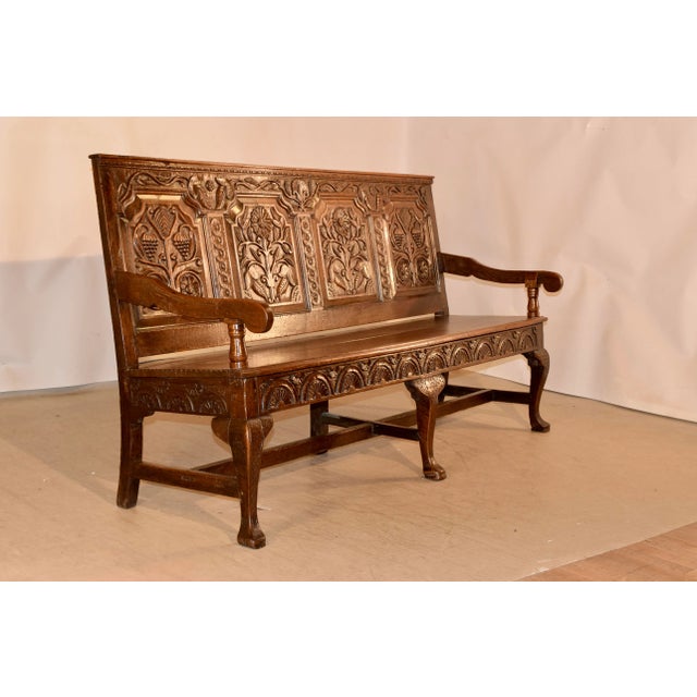 English Early 18th-C. Paneled Bench For Sale - Image 3 of 11