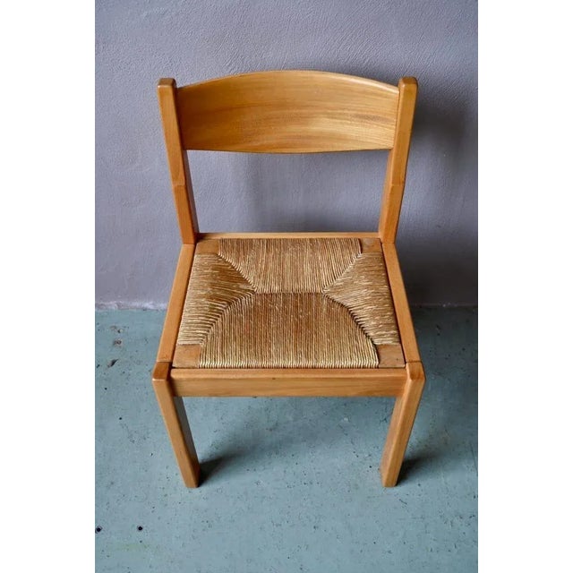 French Brutalist Chairs in Elm and Straw from Maison Regain, 1970s For Sale - Image 10 of 14