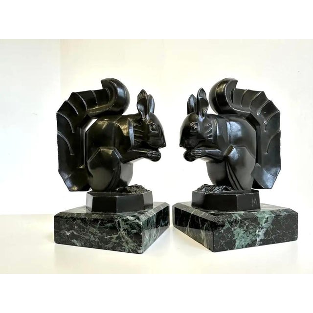 Metal Vintage French Art Deco Squirrel Bookends by Max Le Verrier, 1930, Set of 2 For Sale - Image 7 of 13