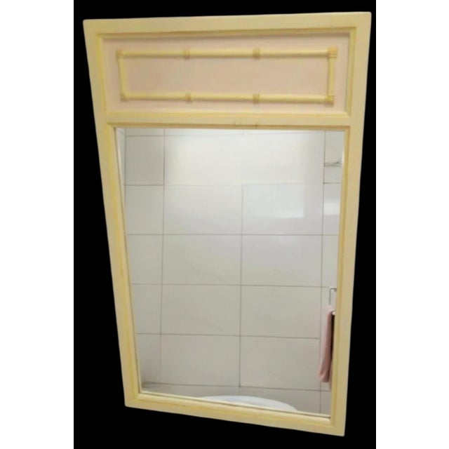 Vintage Faux Bamboo Palm Beach Regency Single 2 Drawer Night Stand Matching Mirror- Set 2 For Sale - Image 10 of 12