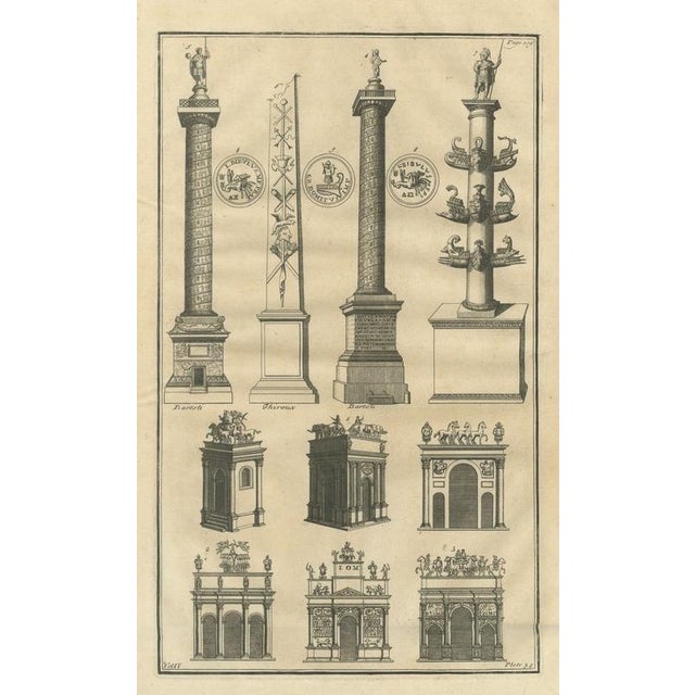 Montfaucon, Roman Columns and Six Triumphal Arches with Coins, 1722 ...
