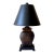 Late 20th Century Black Pagoda Hand Painted Table Lamp For Sale