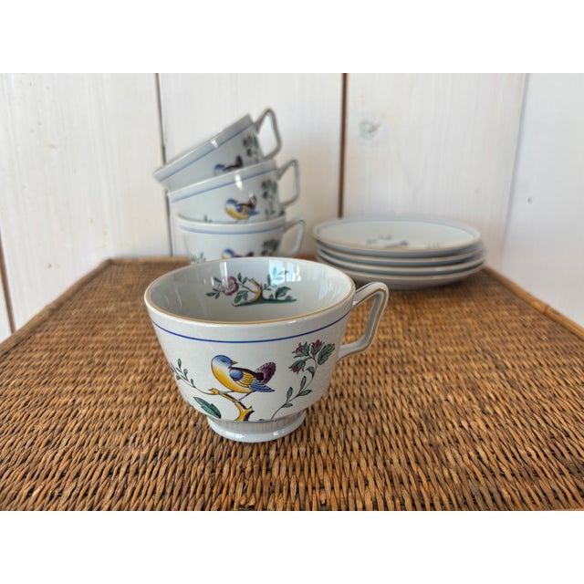 Late 20th Century Four Spode Queen's Bird Cup and Saucer Sets For Sale - Image 9 of 16