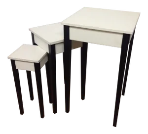 Lacquer & Leather Nesting Tables - Set of 3