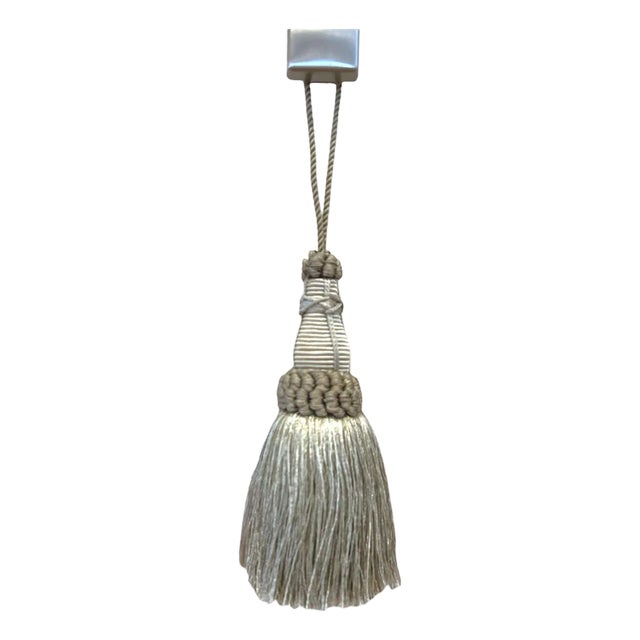 Key Tassel in Pewter / Gray With Looped Ruche Detail For Sale