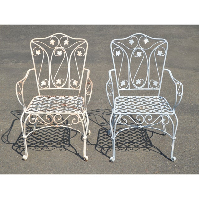 Quality Pair of Heavy Wrought Iron Garden Armchairs Chairish