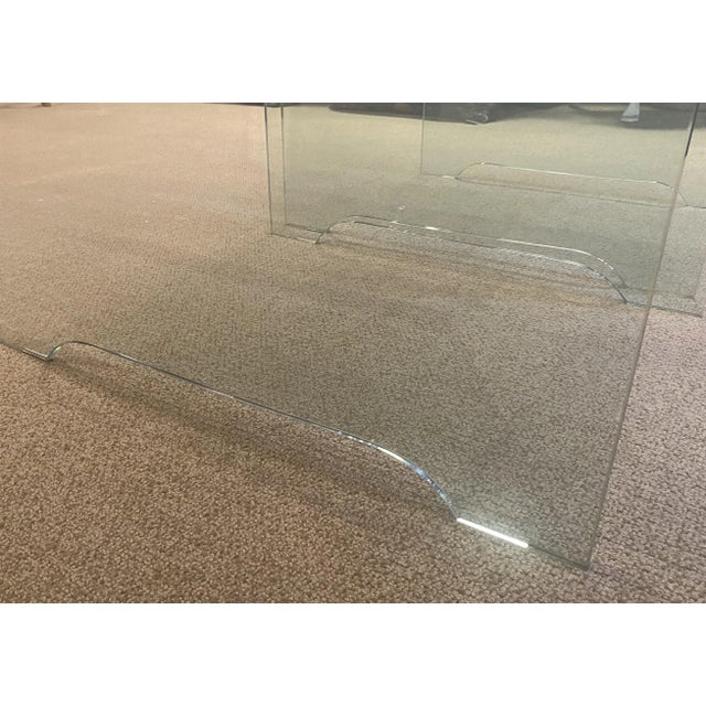 Late 20th Century Late 20th Century Pair of Glass Waterfall End Tables For Sale - Image 5 of 5