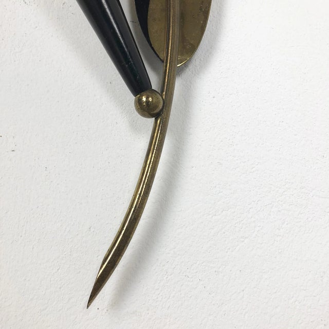 Large Modernist Brass Floral Theatre Wall Light Sconce, France, 1950 For Sale - Image 11 of 15