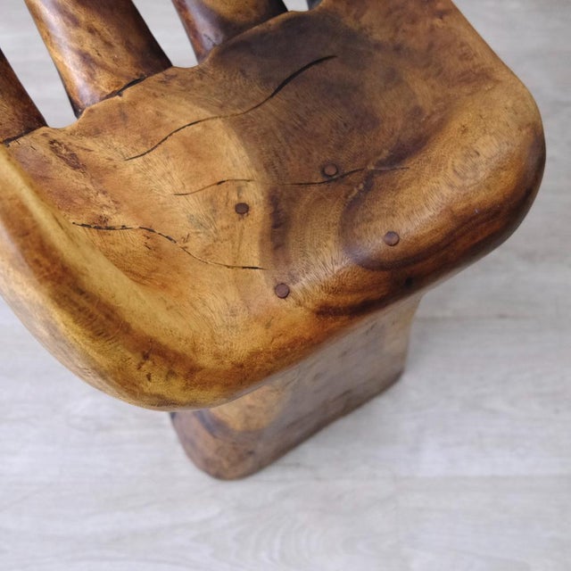 Carved Wooden Sculpture Chair in the Shape of a Hand, 1980s For Sale - Image 13 of 18