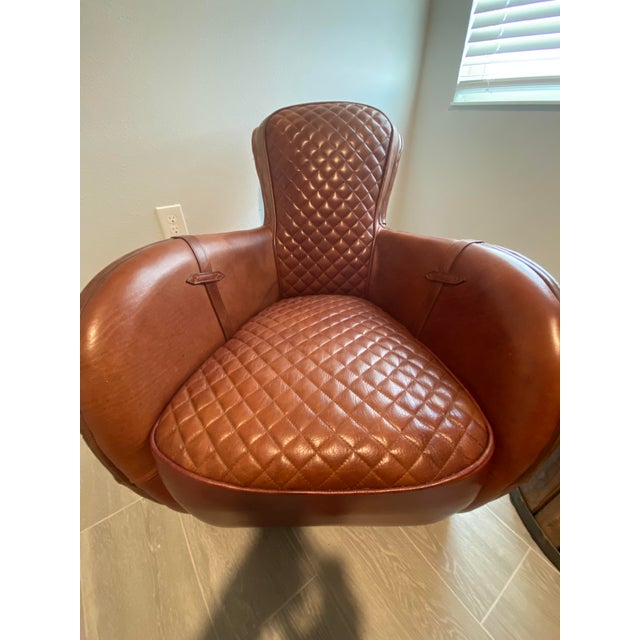 Timothy Oulton Custom Made Timothy Oulton Leather Saddle Chair For Sale - Image 4 of 9