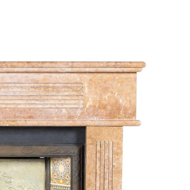 Art Nouveau French Fireplace in Pink Marble For Sale - Image 4 of 6