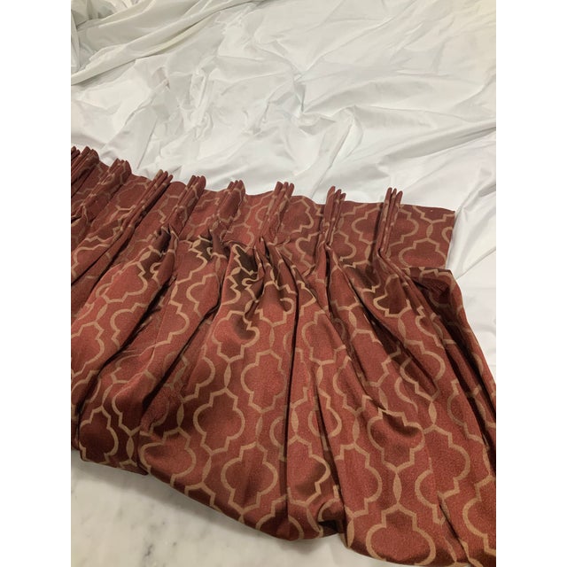Kravet Pair of Custom, High-End Designer-Grade Fabric Oxblood Drapery Panels / Curtains / Drapes - Lined, Pinch Pleated & Lots of Gathers - Grandmillennial For Sale - Image 4 of 9