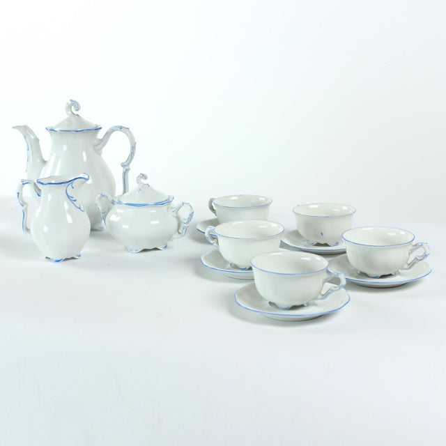 Tea / Coffee Porcelain Set by Pirkenhammer Brezova, 1950s, Set of 13 For Sale - Image 12 of 15