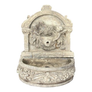 Vintage Table Top Cast Stone Garden Fountain For Sale