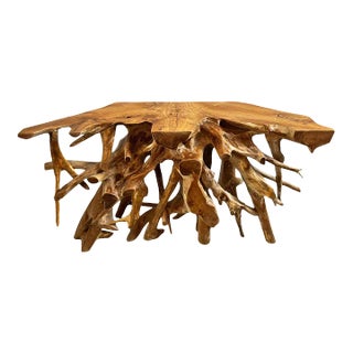 Organic Teak Root Console Table For Sale