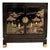 Vintage Chinoiserie Black Lacquer Nightstand Cabinet With Carved Stone Figures For Sale