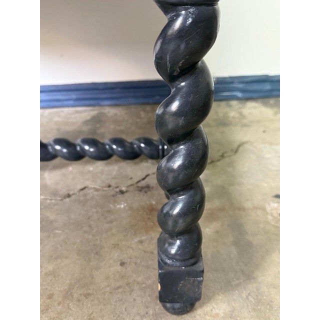 19th Century Spanish Baroque Armchairs in Ebonized Wood and Velvet For Sale - Image 9 of 13