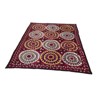 Antique Signed Hand-Embroidered Large Suzani Textile For Sale