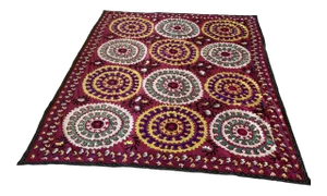 Antique Signed Hand-Embroidered Large Suzani Textile