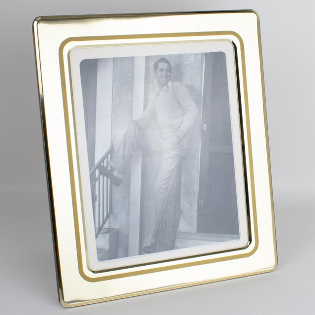 Umberto Mascagni Shiny Gilt Aluminum Picture Frame, Italy 1970s For Sale - Image 4 of 8