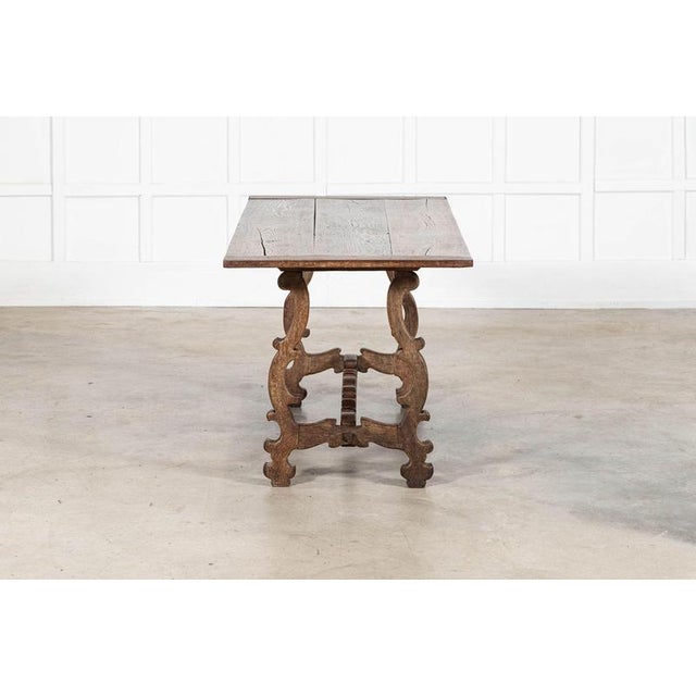 Circa 1800 19thc Spanish Oak Trestle Table W155.5 x D72 x H73 cm Weight 32Kg