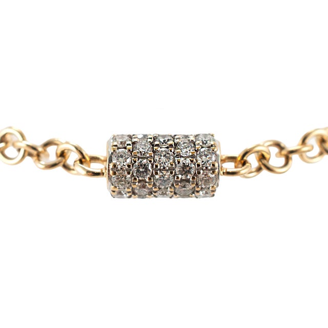 14k Rose Gold 0.41ctw Pave Diamond Barrel Rondelle Charm Chain Link Bracelet For Sale In Houston - Image 6 of 8
