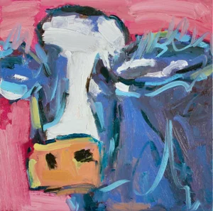 Abstract Cow in Pink Oil Painting