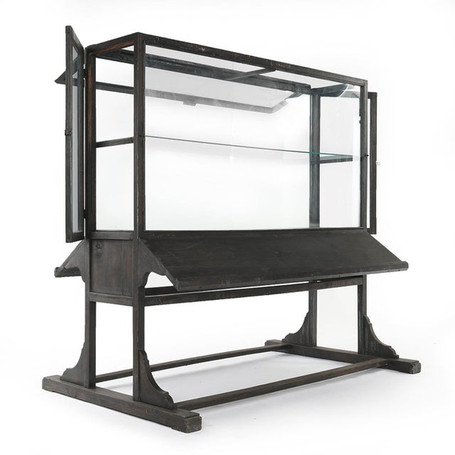 Wood and Glass Display Cabinet, 1940s For Sale - Image 3 of 6