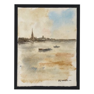 JG Carrère, Bordeaux, 1980s, Watercolor For Sale