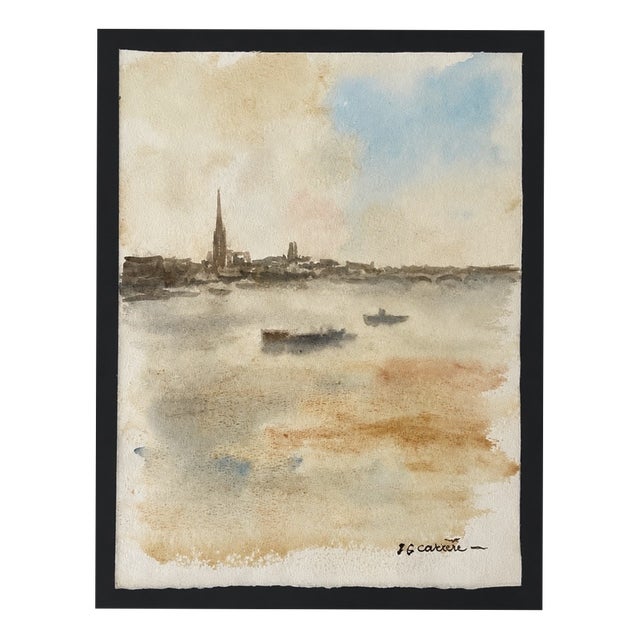 JG Carrère, Bordeaux, 1980s, Watercolor For Sale