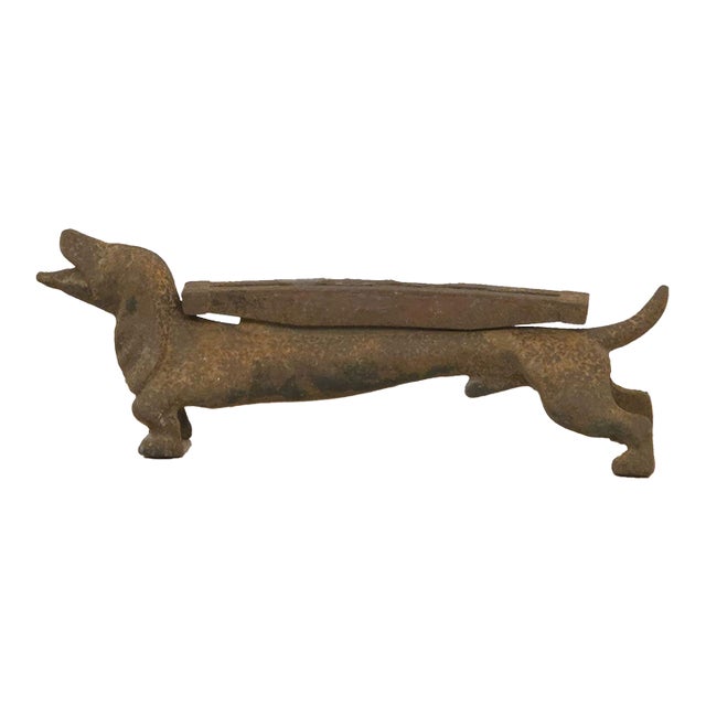 Vintage American Cast Iron Dachshund Boot Scrape For Sale