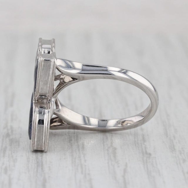 0.35ctw Diamond Ceramic Flower Cocktail Ring 14k White Gold Size 7.25 For Sale - Image 4 of 8