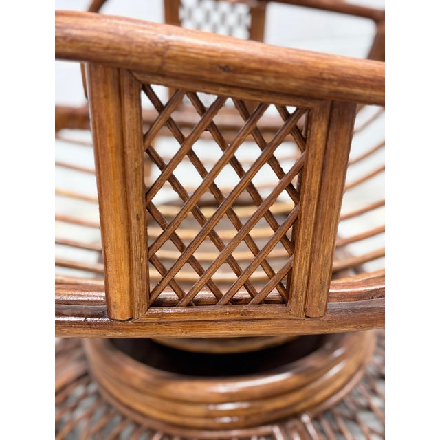 Sienna Mid-Century, Franco Albini-Attributed Swivel Rocker Chairs in Italian Vivai Del Sud Style. Fully Refurbished Vintage Rattan & Reed Chairs For Sale - Image 8 of 10
