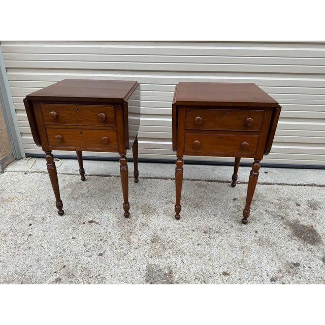Pair of Federal Style Drop Leaf Work Side Tables by Biggs For Sale - Image 10 of 12