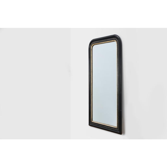 French Louis Philippe Mirror in Black Laquered and Gilted Wood, 1850 For Sale - Image 3 of 10