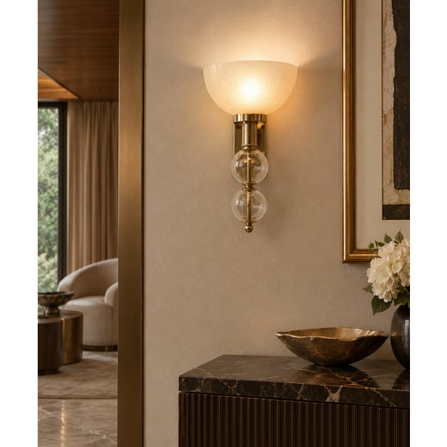 Brass 21st Century Torcia Polished Brass Gold Glass Sconce by Fabio Ltd For Sale - Image 8 of 8