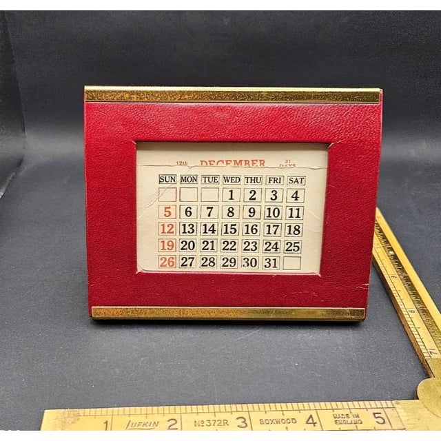 Vintage 1940s Burgundy Leather Desk Accessory Set 4 Pieces For Sale - Image 4 of 8