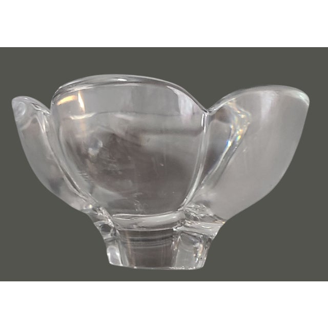 Mid-Century Modern Vintage Crystal Lotus Flower Candy Dish Bowl For Sale - Image 3 of 5