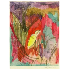 Jewel Tone Abstract Water Color & Ink Painting
