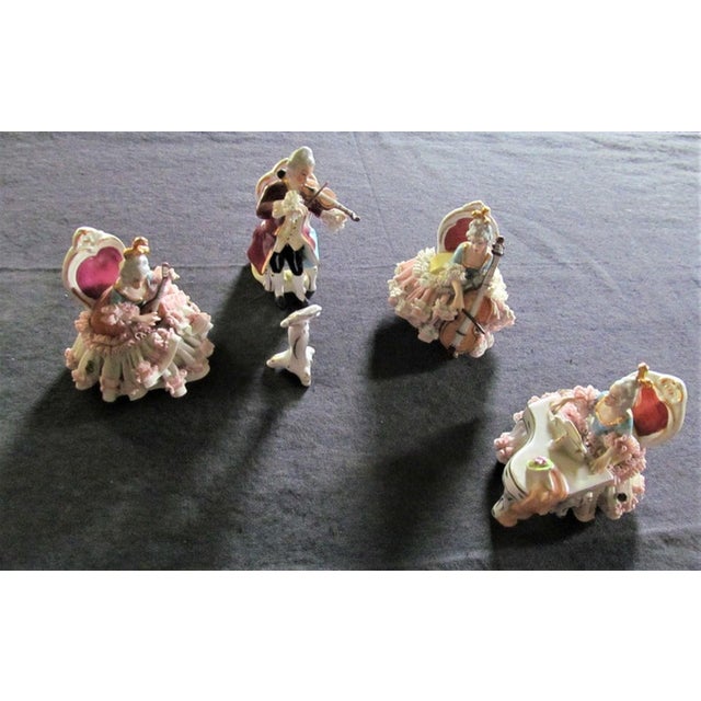 Vintage Dresden Art Lace Figurines, 1960s, Set of 5 For Sale - Image 10 of 11