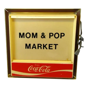 Vintage Coca-Cola Mom & Pop Market Square Double Sided Lighted Sign