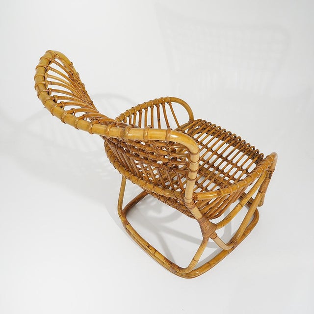 Wood Rattan and Woven Cane Armchair, 1960s For Sale - Image 7 of 15