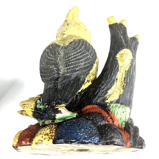 1950s Yellow Painted Mid Century Clay Owls - a Pair For Sale In Portland, ME - Image 6 of 12