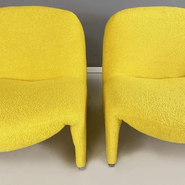Set of Italian Modern Yellow Fabric Alky Lounge Chairs attributed to Piretti for Anonima Castelli 1970 For Sale - Image 6 of 12