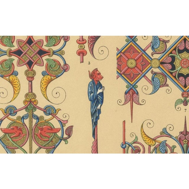 After Racinet, Gothic Illumination-Inspired Ornament Middle Ages Decorative Designs, 1869, Print For Sale - Image 4 of 10