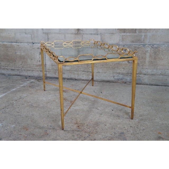 Maitland Smith Maison Jensen Style Regency Gilt Iron Glass Coffee Cocktail Table For Sale - Image 9 of 11