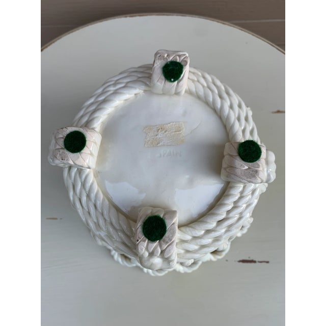 French Country Trompe l'Oeil Porcelain Rope Basket Cachepot For Sale - Image 10 of 10
