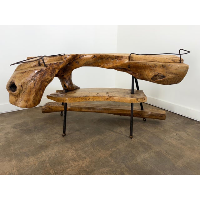 Mid 20th Century Monumental Mexican Organic Modern Sculptural Bar in Solid Carved Wood and Iron For Sale - Image 12 of 18