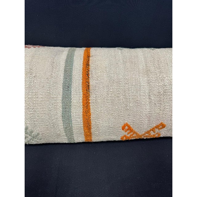Contemporary Turkish Hemp Pillow Cushion Natural Beige Orange Cushion Cover 14"x40" For Sale - Image 3 of 4