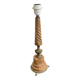 Mid-Century Ornate Italian Onyx and Brass Table Lamp Stand For Sale